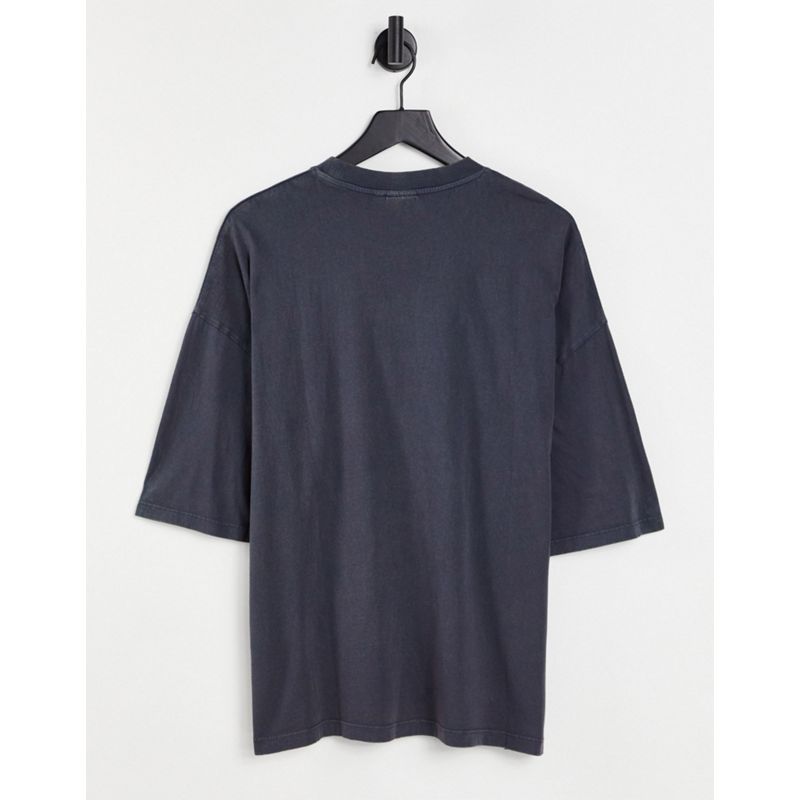 DESIGN - T-shirt oversize in misto cotone organico lavaggio acido blu navy