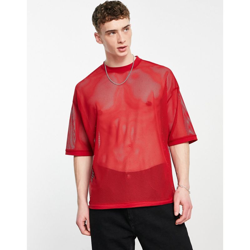 Uomo U5GIt DESIGN - T-shirt oversize in rete rossa