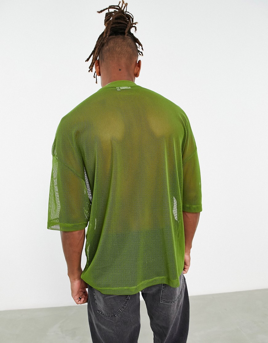 T-shirt oversize in rete traforata verde - ASOS DESIGN T-shirt donna  - immagine2