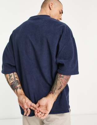 T-shirt oversize in spugna pesante con stemma sul petto-Blu navy - ASOS DESIGN T-shirt donna  - immagine1