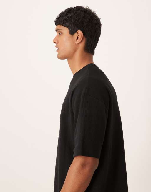 ASOS DESIGN - T-shirt oversize in tessuto a nido d'ape pesante con scritta applicata , 4 di 5