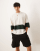 ASOS DESIGN - T-shirt oversize in tessuto pesante color crema e verde a contrasto