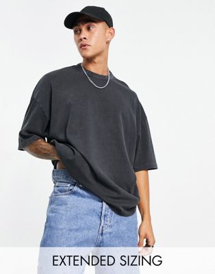 ASOS DESIGN oversized heavyweight t-shirt in washed black  - ASOS Price Checker