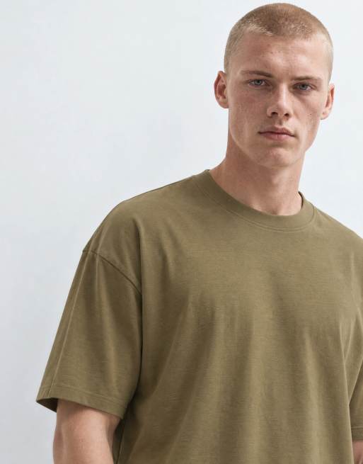 ASOS DESIGN t-shirt oversize in tessuto pesante verde scuro, 9 di 10