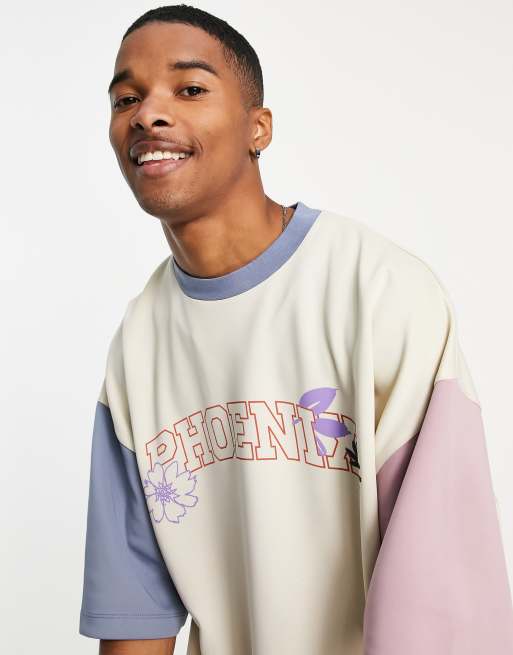 ASOS DESIGN - T-shirt oversize in tessuto scuba color block con stampa città di Phoenix 
