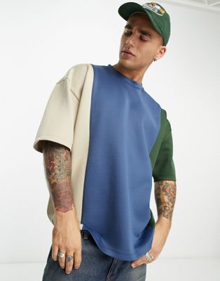 ASOS DESIGN oversized t-shirt in scuba colour block - ASOS Price Checker