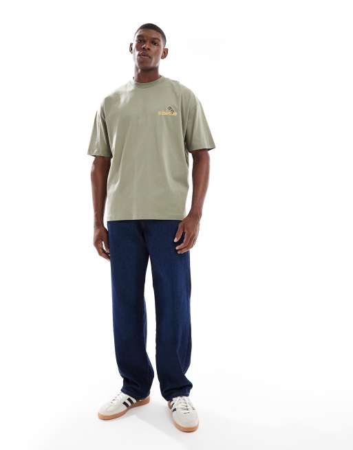 ASOS DESIGN - T-shirt oversize kaki chiaro con scritta, 3 di 4