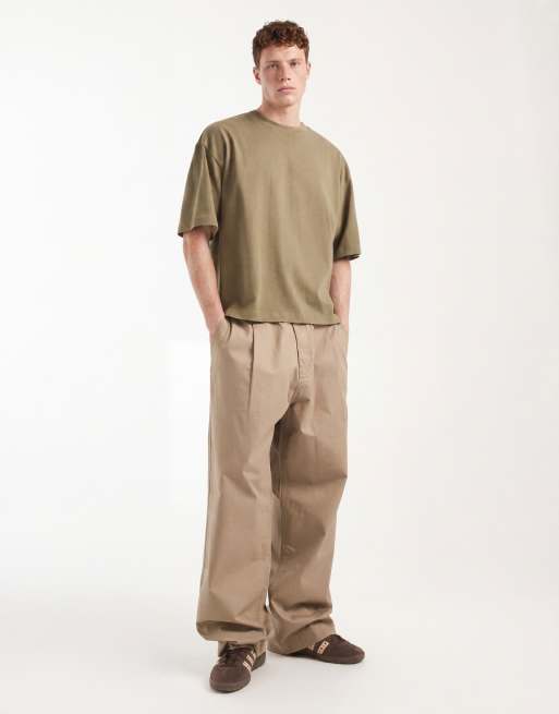 ASOS DESIGN - T-shirt oversize kaki pesante squadrata, 2 di 5