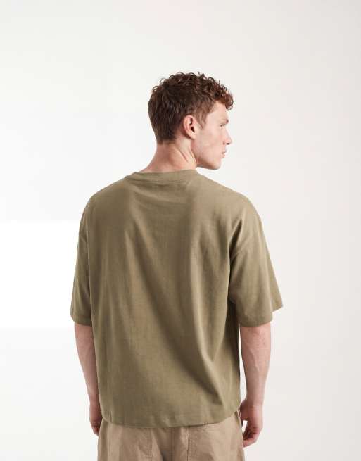 ASOS DESIGN - T-shirt oversize kaki pesante squadrata, 3 di 5