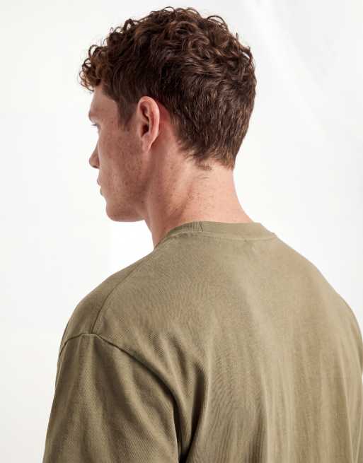 ASOS DESIGN - T-shirt oversize kaki pesante squadrata, 5 di 5