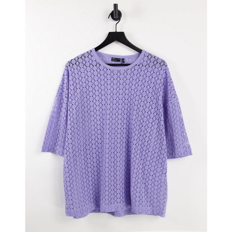 DESIGN - T-shirt oversize lilla trasparente testurizzata