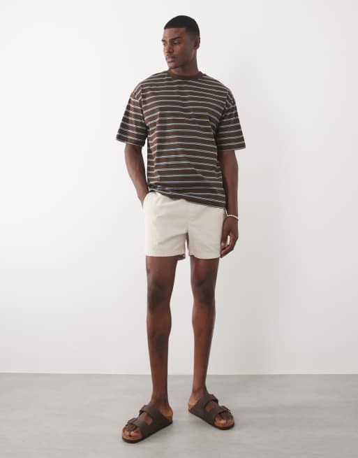 ASOS DESIGN - T-shirt oversize marrone scuro e blu a righe, 2 di 7