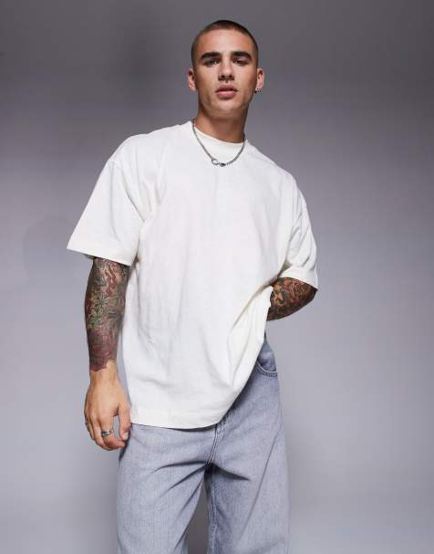 ASOS DESIGN - T-shirt oversize misto lino color crema - view 1