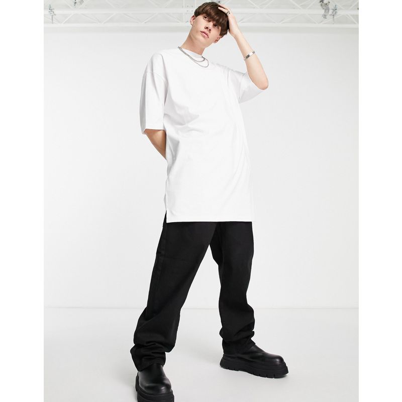 17f0C Novità DESIGN - T-shirt oversize molto lunga bianca
