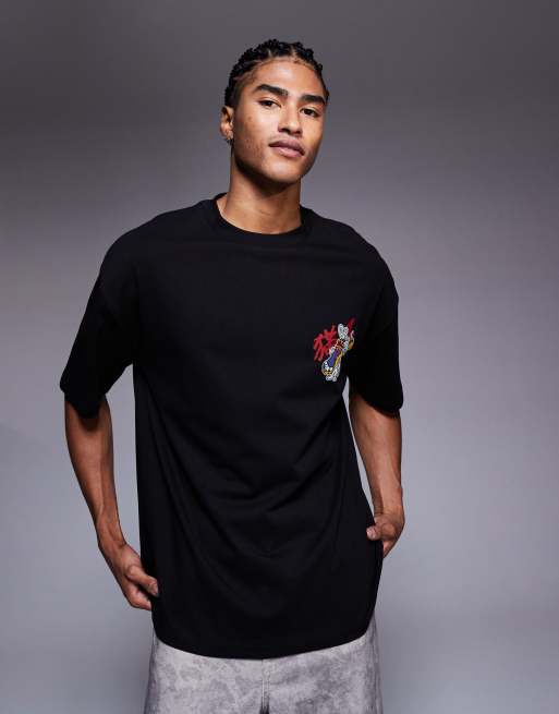 ASOS DESIGN - T-shirt oversize nera con grafica di gatto , 3 di 5