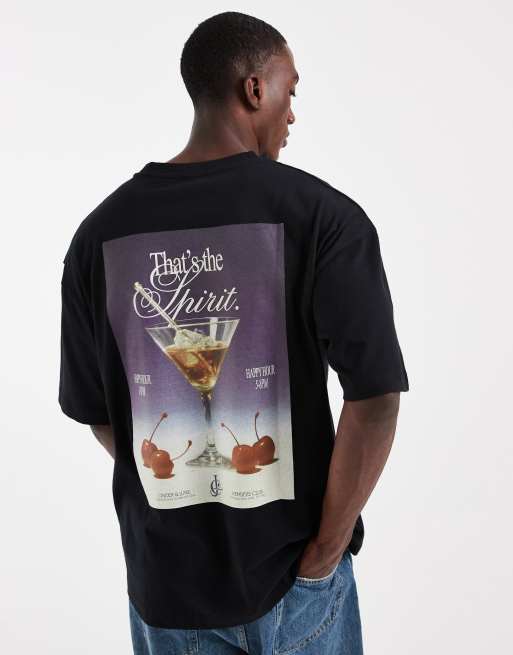ASOS DESIGN - T-shirt oversize nera con grafica "Martini", 5 di 5