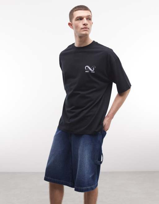 ASOS DESIGN - T-shirt oversize nera con grafiche "Street"  , 2 di 5