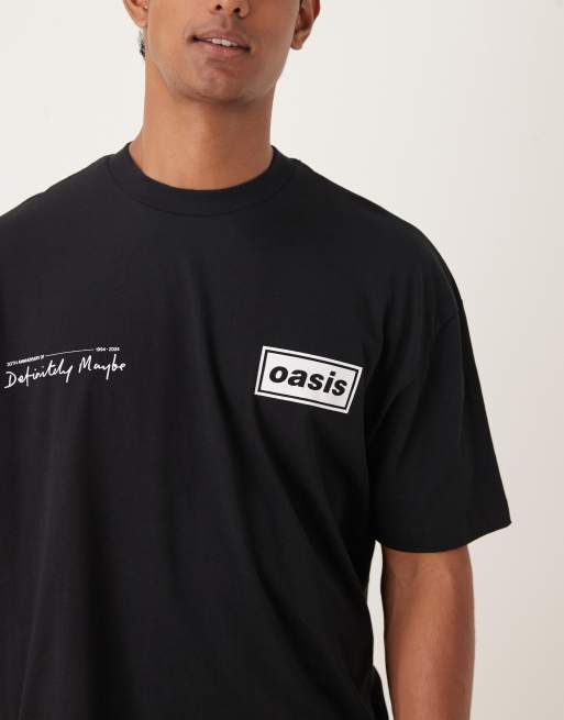 ASOS DESIGN - T-shirt oversize nera con l'elenco dei brani dell'album "Definitely Maybe" degli OASIS, 3 di 4