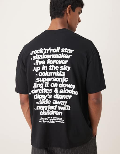 ASOS DESIGN T-shirt oversize nera con l'elenco dei brani dell