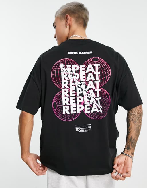 ASOS DESIGN - T-shirt oversize nera con scritta stampata fronte e retro