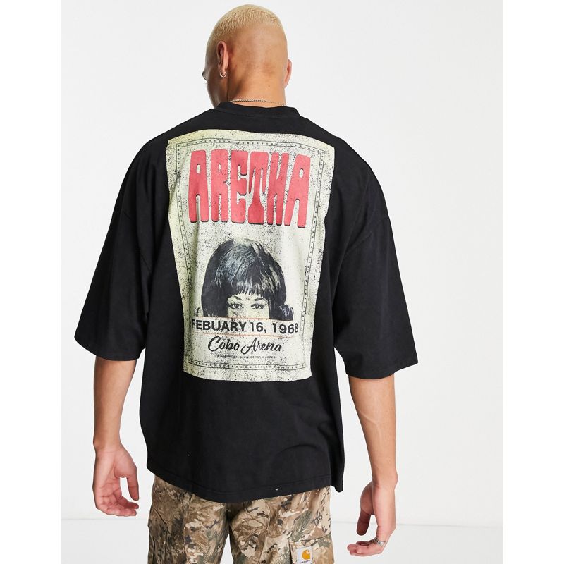 T-shirt e Canotte Uomo DESIGN - T-shirt oversize nera con stampa di Aretha Franklin