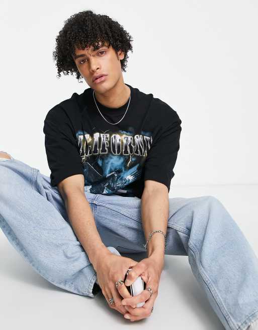 ASOS DESIGN - T-shirt oversize nera con stampa di band