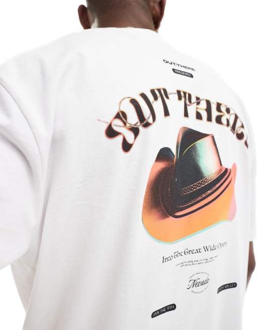 ASOS DESIGN - T-shirt oversize nera con stampa di cowboy sul retro, 3 di 4