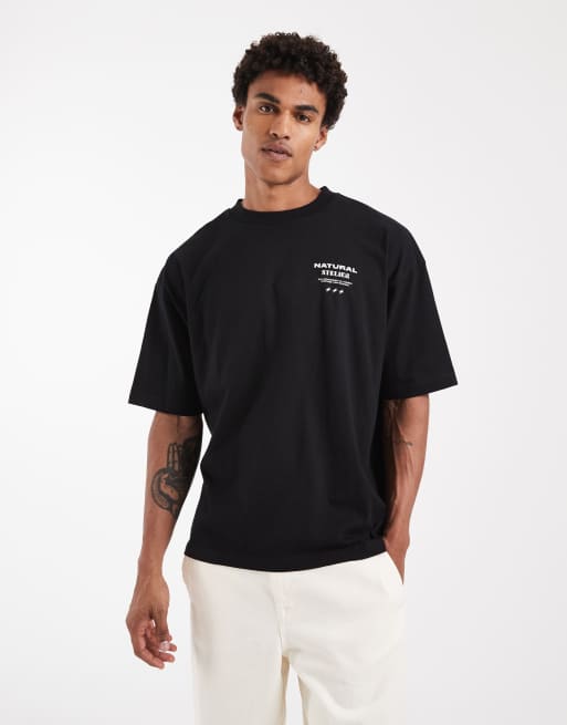 ASOS DESIGN - T-shirt oversize nera con stampa di fiori sul retro, 4 di 5