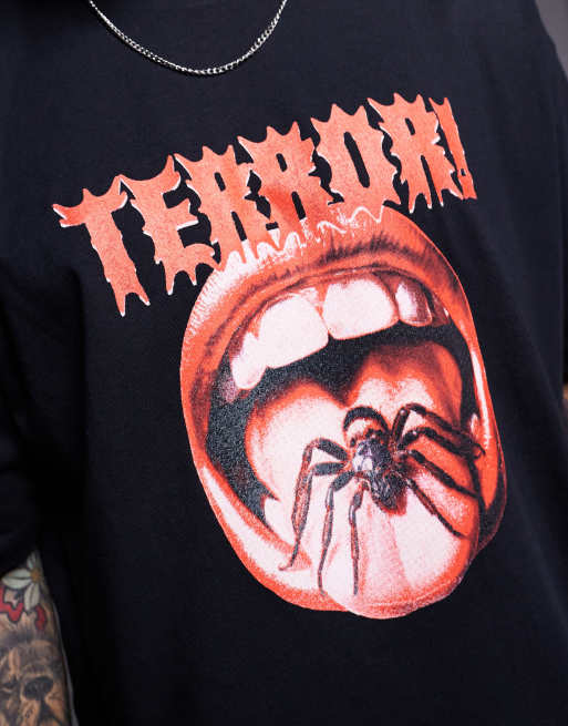 ASOS DESIGN - T-shirt oversize nera con stampa di Halloween sul davanti, 2 di 4
