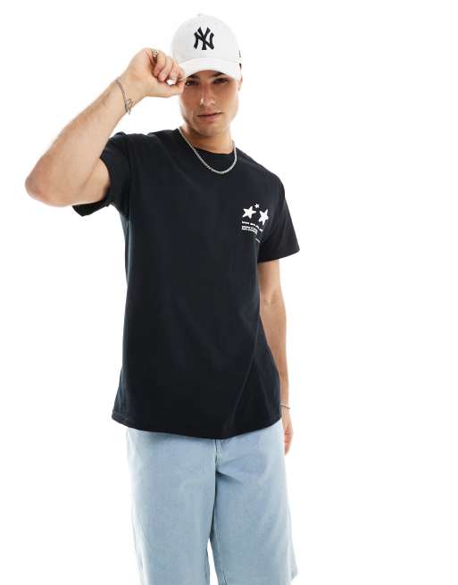 ASOS DESIGN - T-shirt oversize nera con stampa di stelle sul petto e sulla schiena, 3 di 4