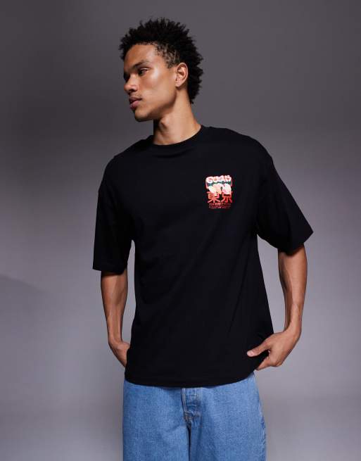 ASOS DESIGN - T-shirt oversize nera con stampa grafica con sushi, 3 di 5