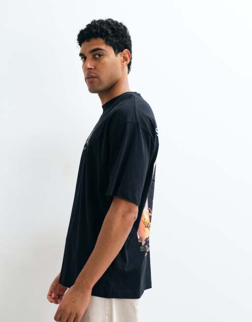 ASOS DESIGN - T-shirt oversize nera con stampa Guinness, 5 di 5