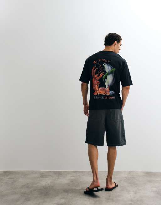 ASOS DESIGN - T-shirt oversize nera con stampa Guinness, 4 di 5