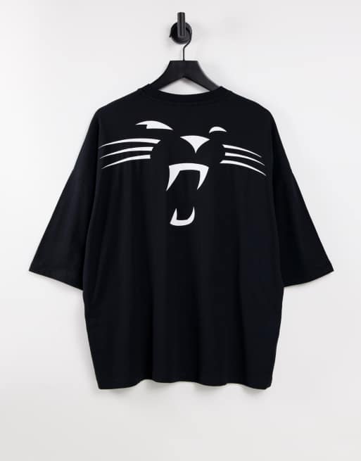 ASOS DESIGN - T-shirt oversize nera con stampa NFL Panthers sul davanti e sul retro, 2 di 4