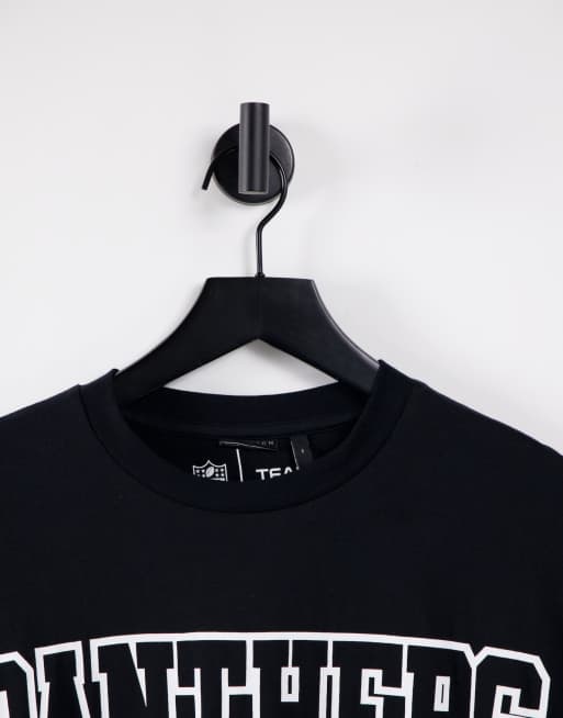 ASOS DESIGN - T-shirt oversize nera con stampa NFL Panthers sul davanti e sul retro, 3 di 4