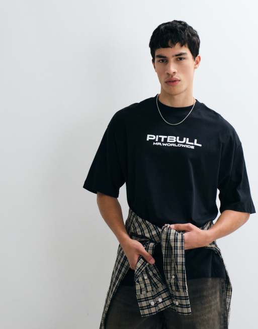 ASOS DESIGN - T-shirt oversize nera con stampa Pitbull, 2 di 5