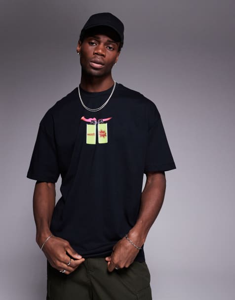 ASOS DESIGN - T-shirt oversize nera con stampa sul petto - view 1