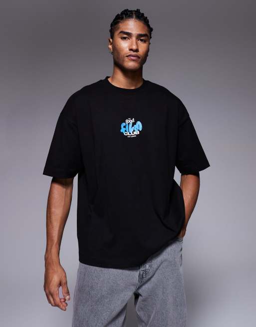 ASOS DESIGN - T-shirt oversize nera con stampa sul retro, 3 di 5