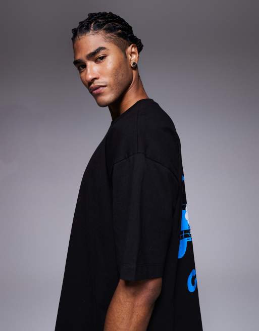 ASOS DESIGN - T-shirt oversize nera con stampa sul retro, 4 di 5