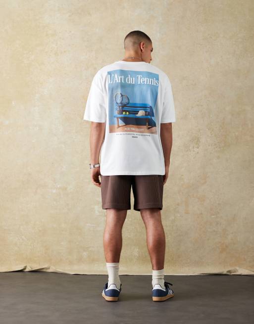 ASOS DESIGN - T-shirt oversize pesante bianca con grafica estiva , 4 di 5