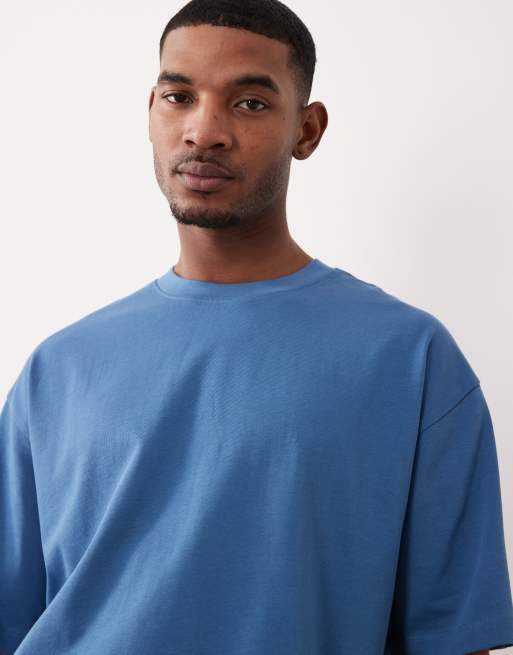 ASOS DESIGN - T-shirt oversize pesante blu medio, 2 di 5