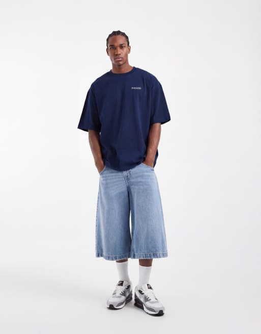 ASOS DESIGN - T-shirt oversize pesante blu navy con scritta metallizzata in coordinato, 2 di 5