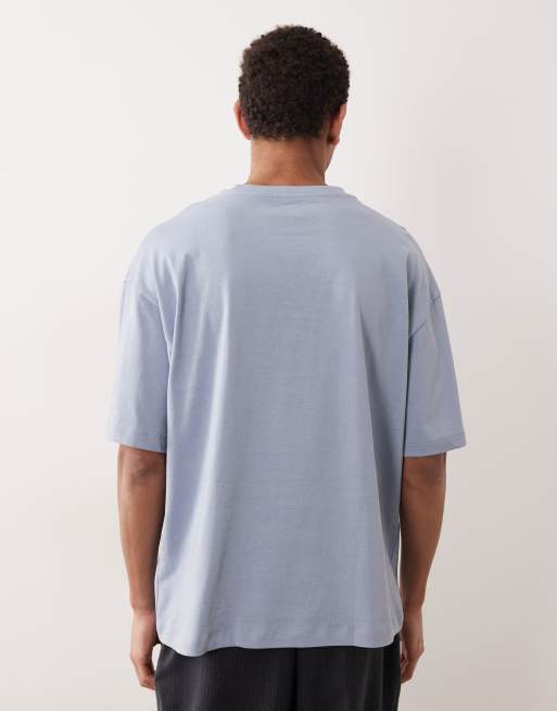 ASOS DESIGN - T-shirt oversize pesante blu, 4 di 5