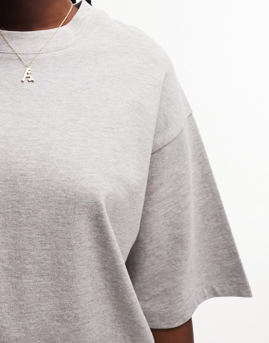 T-shirt oversize pesante grigio mélange con spacchi laterali - ASOS DESIGN T-shirt donna  - immagine1