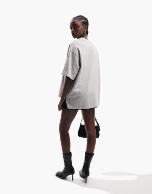 T-shirt oversize pesante grigio mélange con spacchi laterali - ASOS DESIGN T-shirt donna  - immagine3