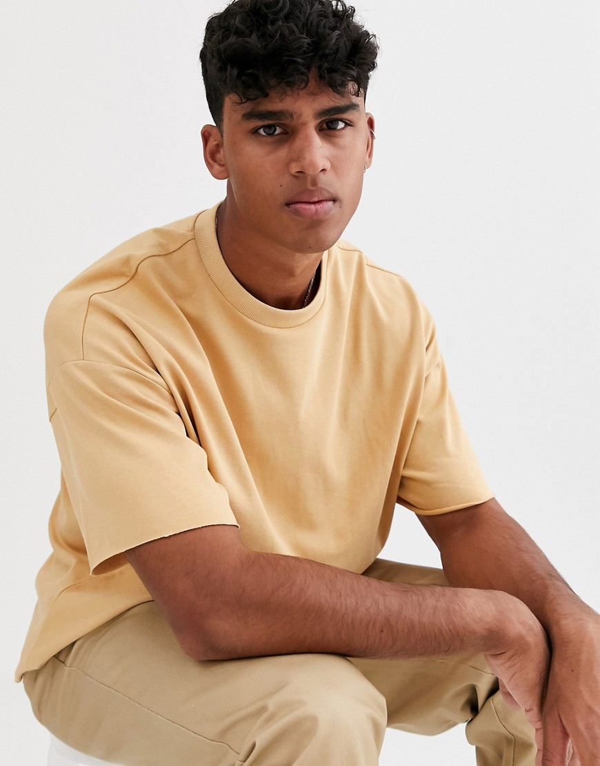 ASOS DESIGN - T-shirt oversize pesante in tessuto organico girocollo beige