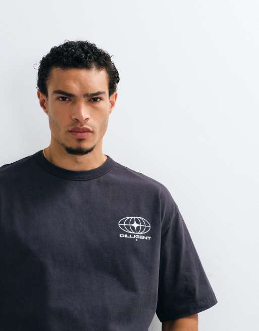 ASOS DESIGN - T-shirt oversize pesante lavaggio nero con grafica sul retro, 5 di 5