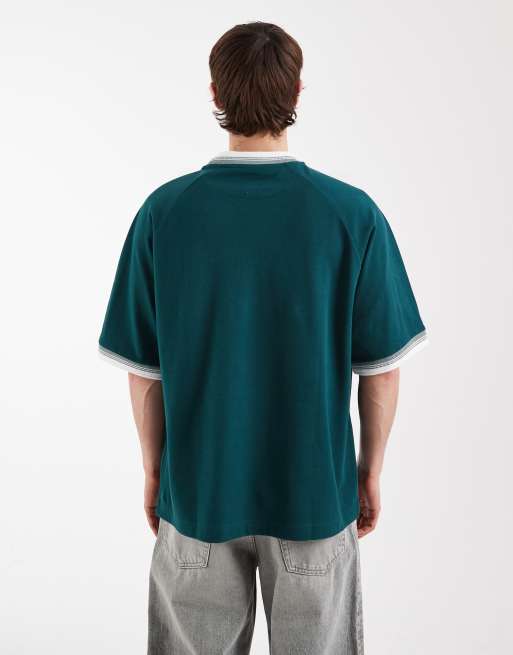 ASOS DESIGN - T-shirt oversize pesante verde in piqué, 5 di 5