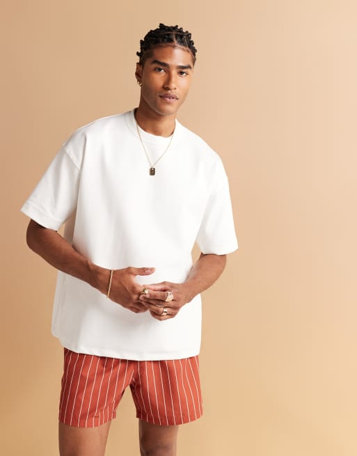 ASOS DESIGN - T-shirt oversize premium bianca in tessuto interlock 