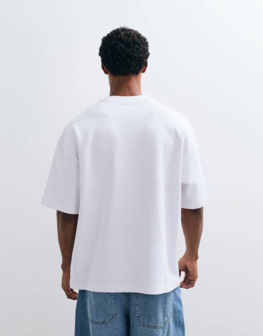 ASOS DESIGN - T-shirt oversize premium bianca in tessuto interlock, 4 di 5